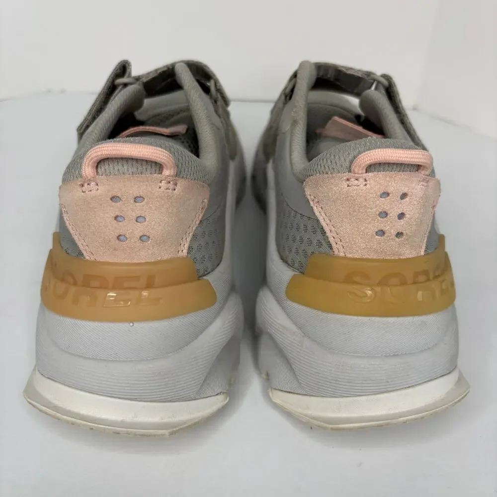 Sorel Kinetic RNEGD Gray Strap Sneaker Shoes Breathable Mesh - Women's Size 7.5
